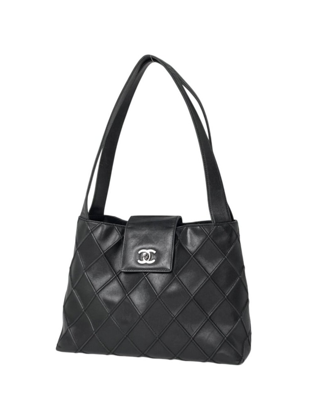 Chanel Tote Bag CC Logo Cosmos Line Leather Black